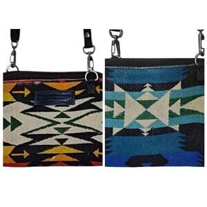 VTG Pendleton Woolen Mills Wallet Purse Cross Body Double Sided Tribal Print 7x5